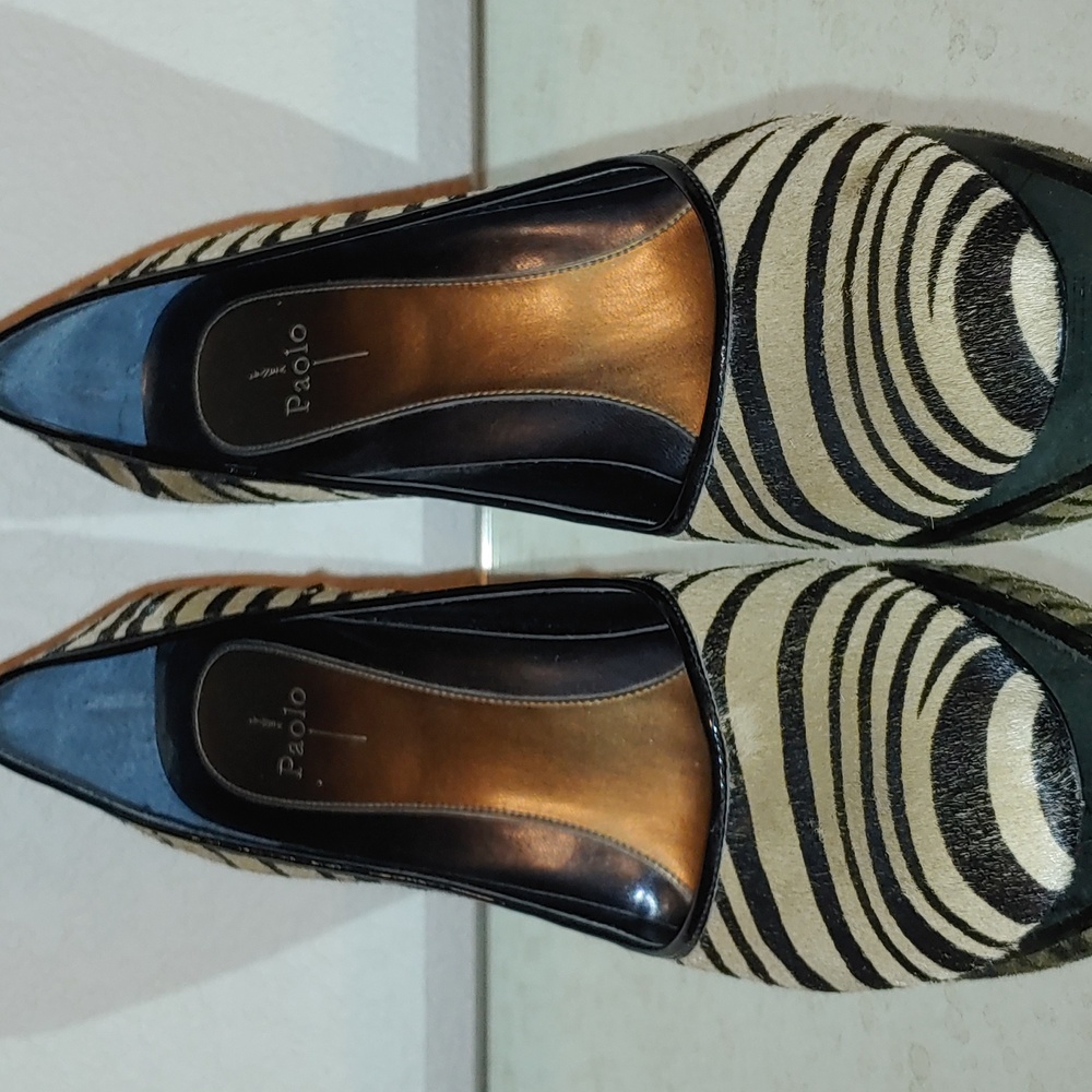 Paolo Zebra Print Women's Shoes - Black and Cream